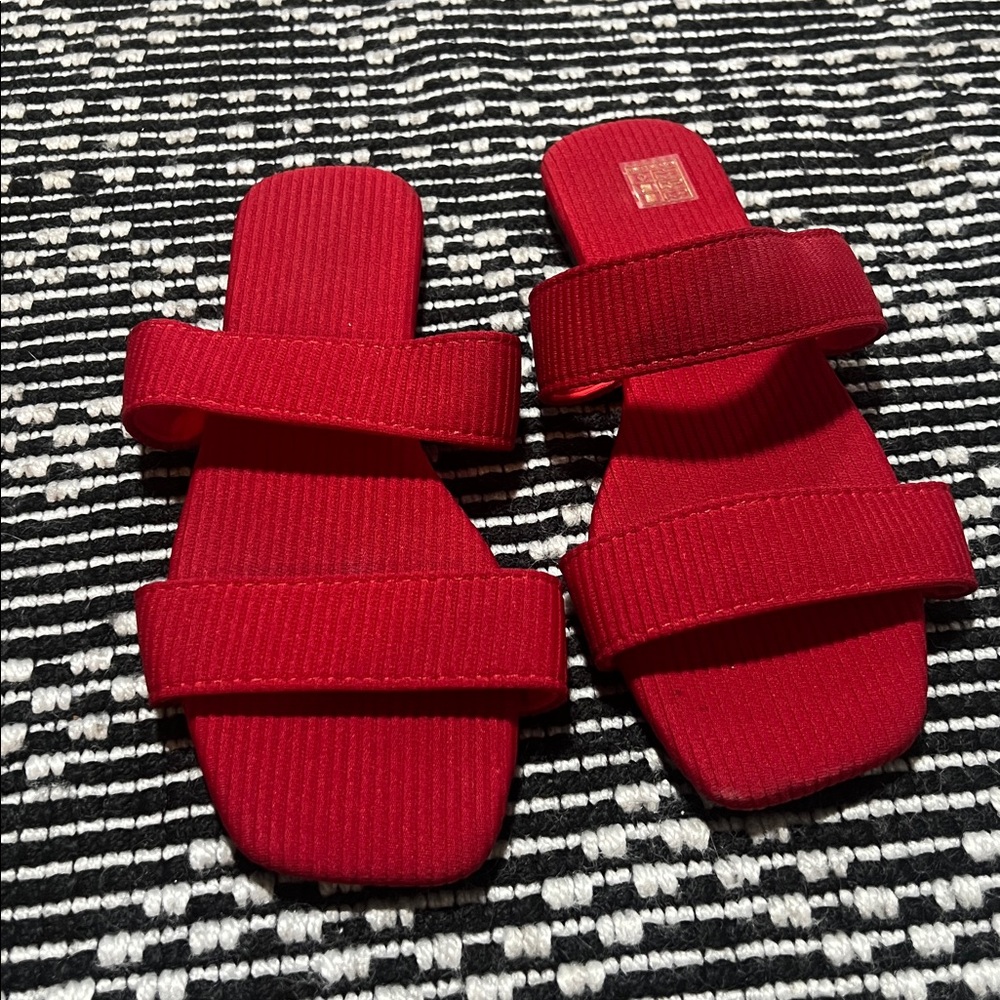 Red Strappy Sandals or slip ons